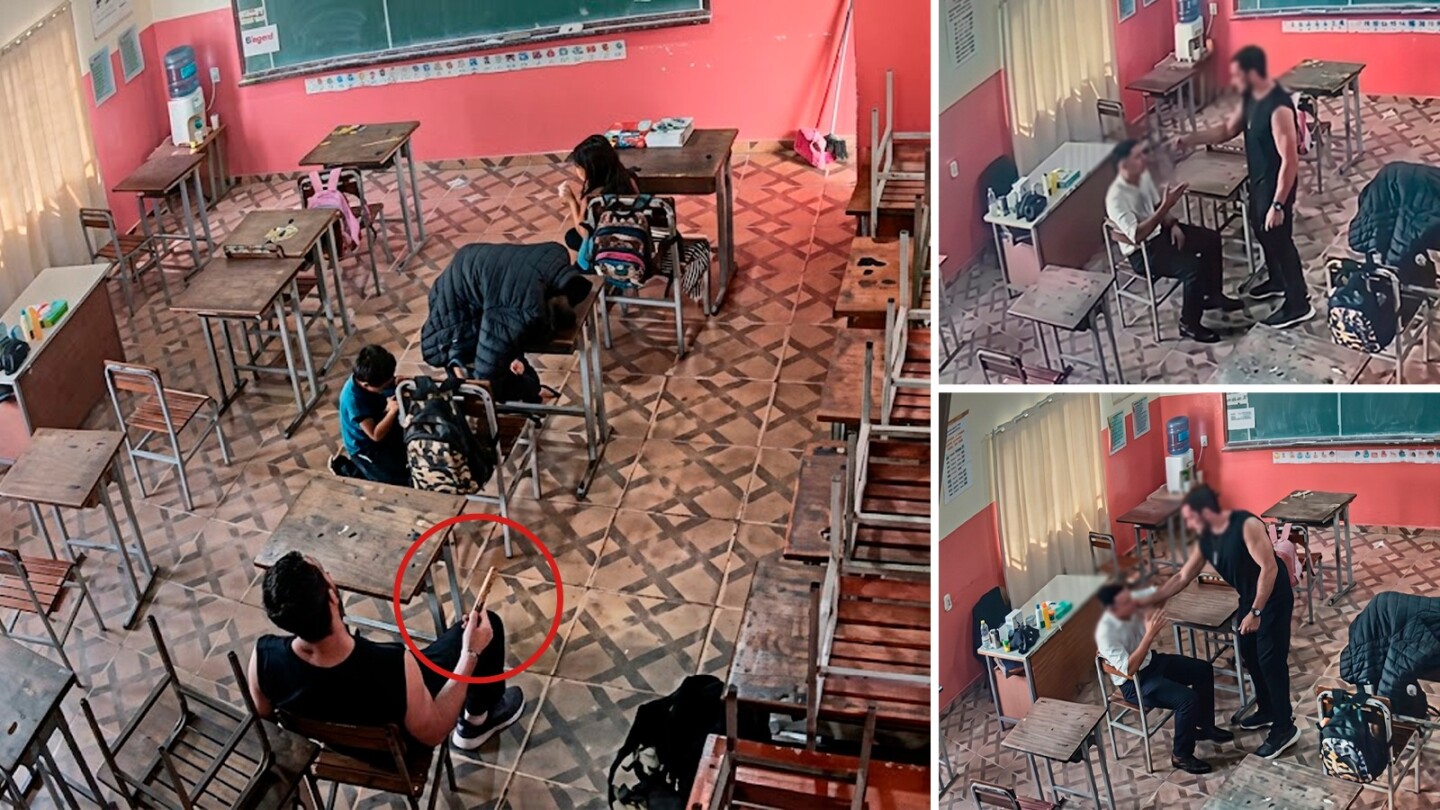 Video: Docente golpea a colega y lo amenaza con cuchillo frente a alumnos pequeños en Canindeyú