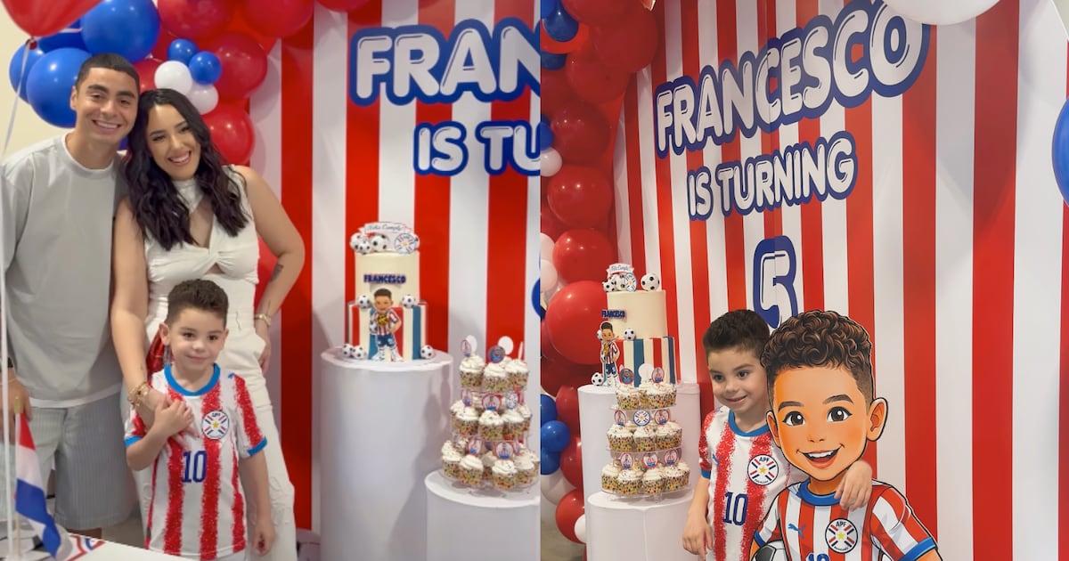 ¡Temática albirró! Adelantaron cumple de hijo de Miguel Almirón por el Mundial