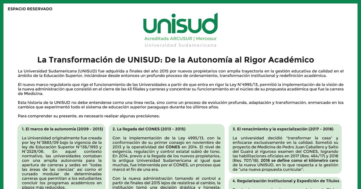 La transformación de UNISUD: de la autonomía al rigor académico