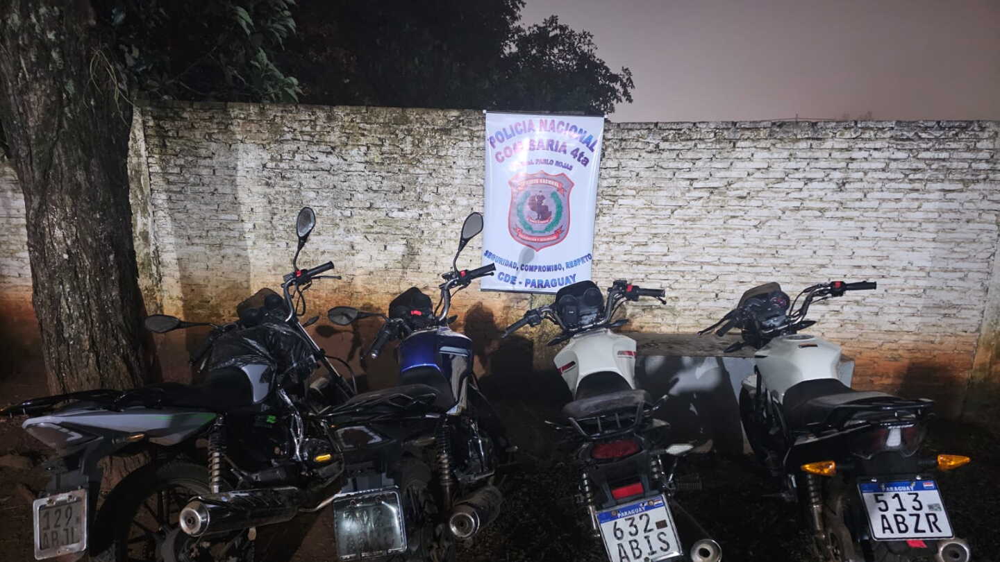 Gracias a dispositivo de geolocalización se incautan de 4 motos, 2 de ellas hurtadas