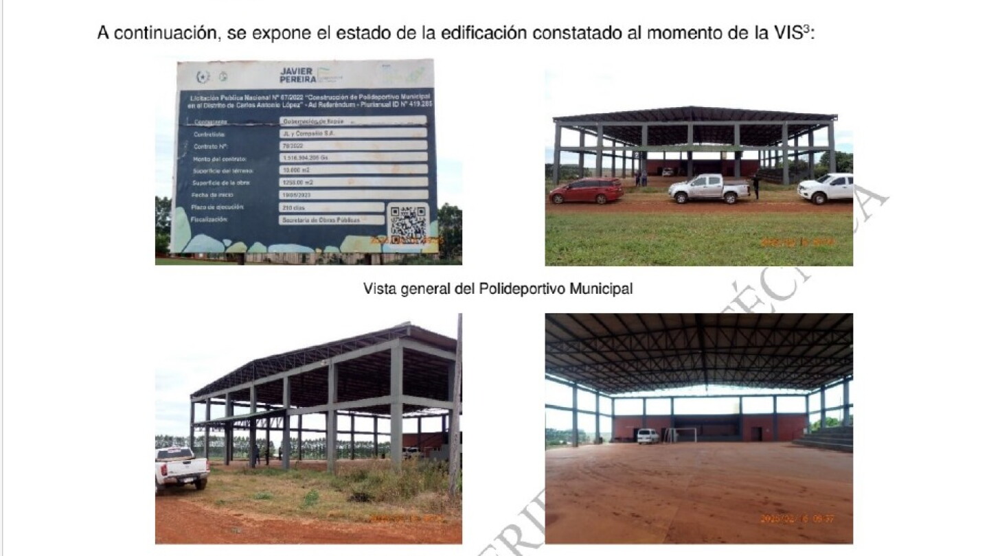 CGR identifica deficiencias estructurales en el Polideportivo de Carlos Antonio López