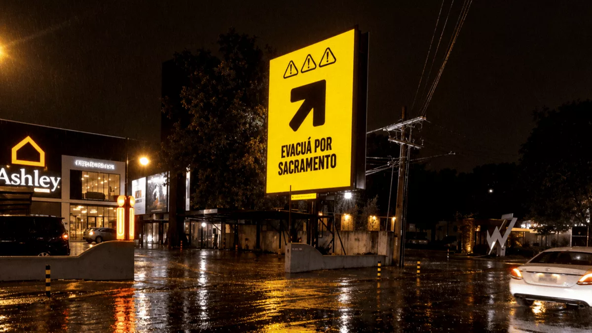 Amplify convierte las pantallas publicitarias en señales de emergencia ante raudales