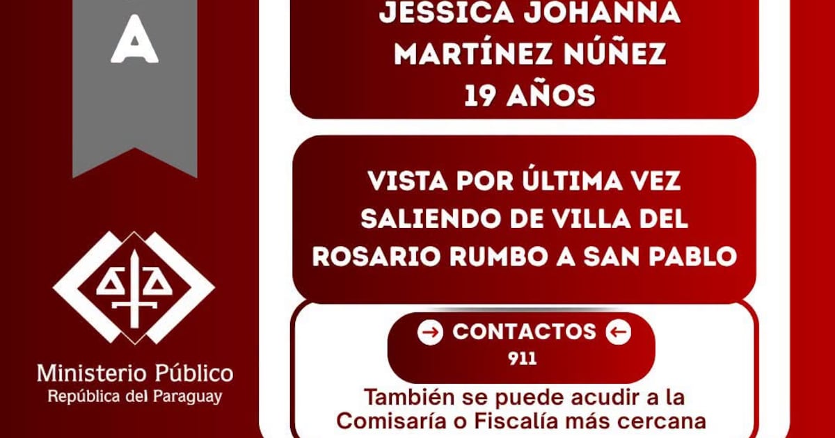 Fiscalía activa la búsqueda de una joven de 19 años desaparecida en San Pedro
